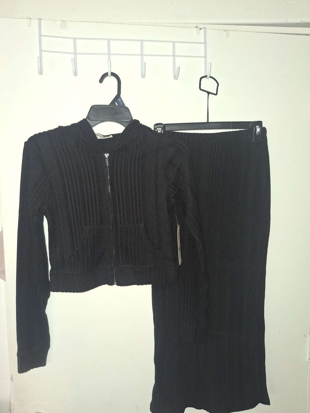 No Boundaries Black Ribbed Zip Hoodie & Skirt Set - Picture 1 of 3